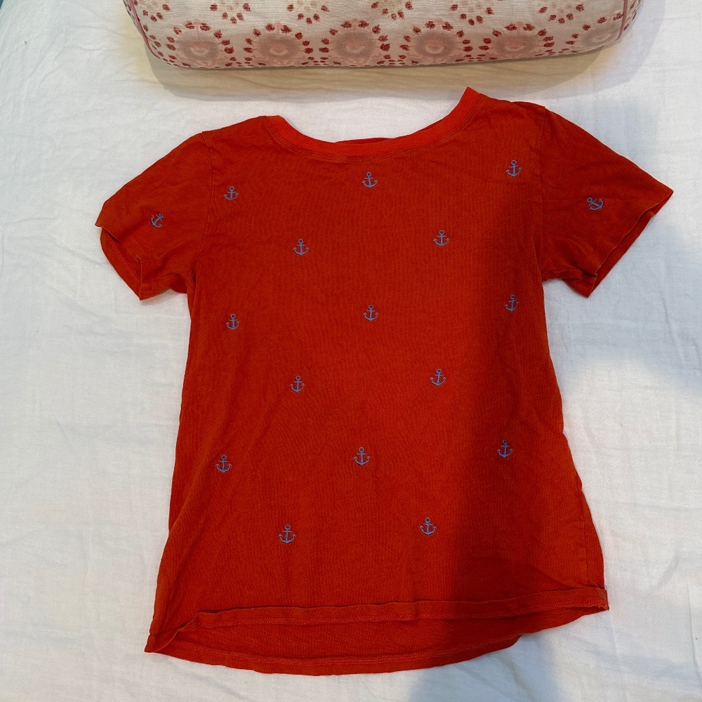 JCREW orange t-shirt with embroidered anchors! So cute and preppy!